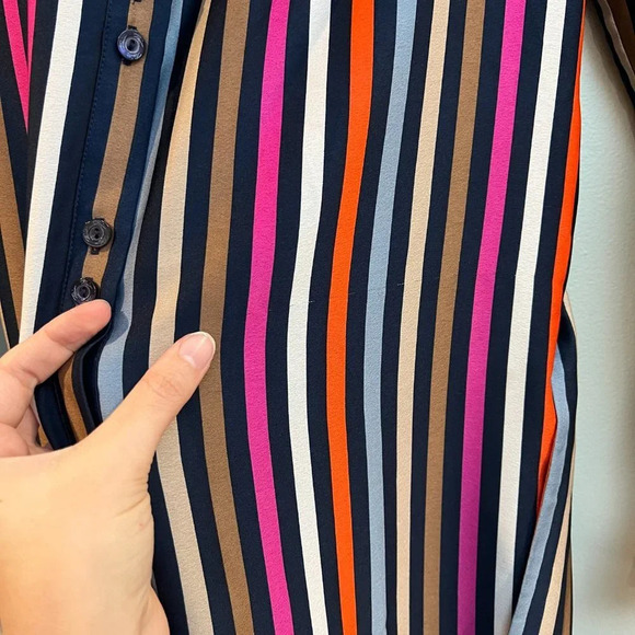 Trina Turk Lamarr Striped Silk Blend Tie Waist Collared Designer Maxi Dress NWT - Picture 9 of 12